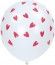 Party Pro 913865, Sachet de 6 ballons blanc à coeurs rouge 28 cm