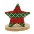 Chaks 12414, Déco Etoile tricot Noël rouge/vert 12,5 cm sur socle bois