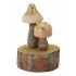 Chaks 12932, Deux petits Champignons en bois foncé pailletés or sur socle 9cm
