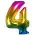 Ballon mylar rainbow 86cm CHIFFRE 4, Multicolore