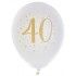 Sachet de 8 ballons Joyeux Anniversaire 40 ans, Blanc/or