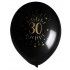 Sachet de 8 ballons Age étincelant NOIR/or, 30 ans