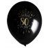 Sachet de 8 ballons Age étincelant NOIR/or, 80 ans