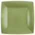 Lot de 10 Assiettes Carrées carton compostables 23x23cm, vert Sauge