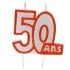 Bougie anniversaire blanc/ROUGE 50 ans