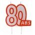 Bougie anniversaire blanc/ROUGE 80 ans