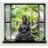 Sticker trompe-l'oeil Bouddha NOIR et bougies 70x50 cm