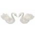 Lot de 2 Cygnes déco blancs avec paillettes et plumes 11cm