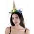 Party Pro 865109, Serre-tête licorne doré avec fleurs