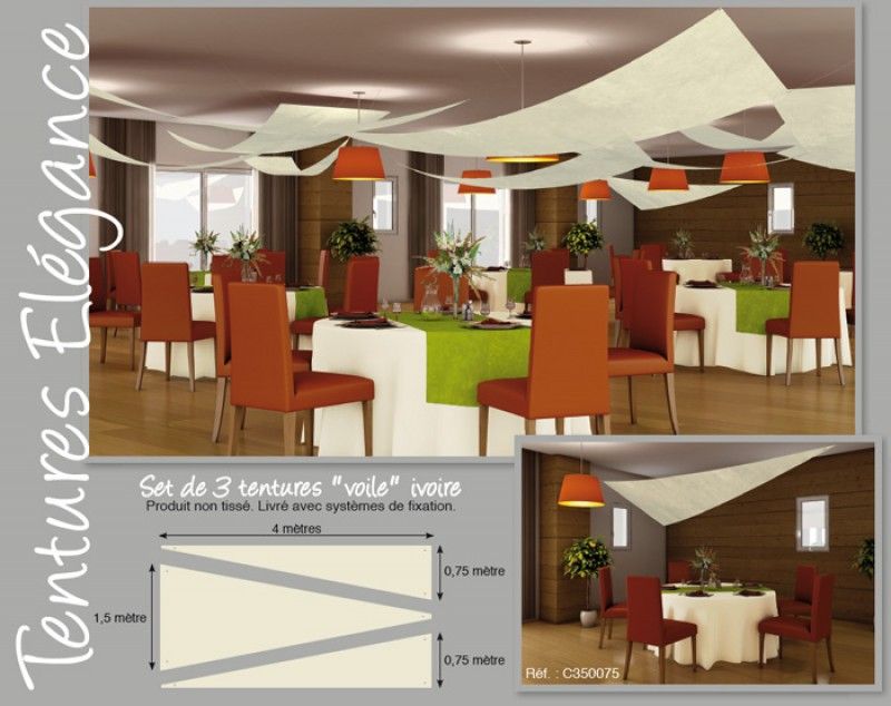 Set 3 Tentures De Plafond Voile Triangle Ivoire Articles De Fete